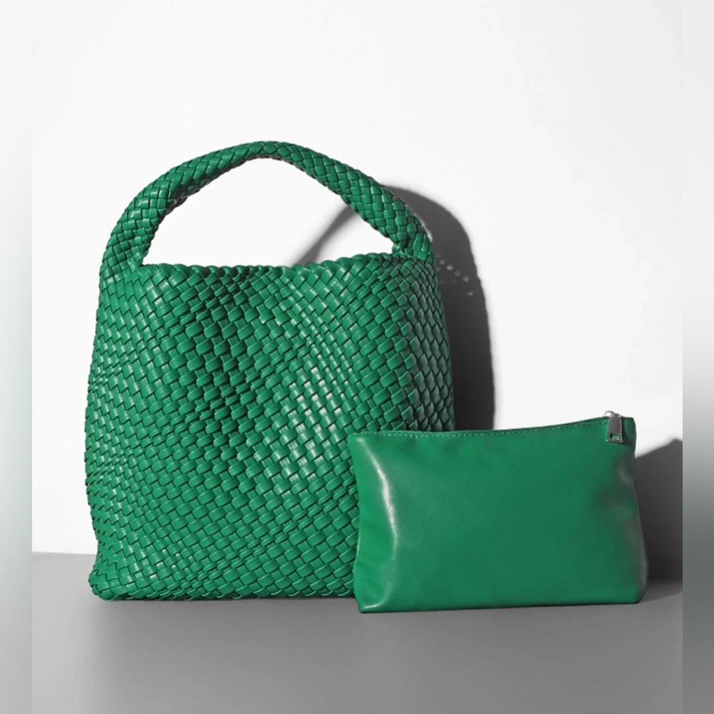 Woven Tote Bag Vegan Leather Handbag